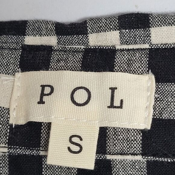 POL BOHO Oversized Small Black and White Checked Gingham Dress Frayed Hem - Picture 3 of 16